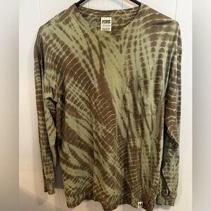PINK Victoria's Secret Olive Tie-Dye Long Sleeve Top